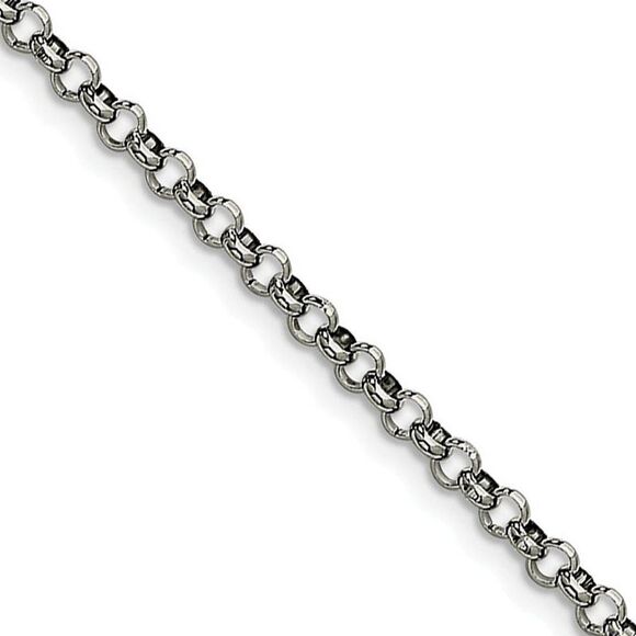 Men's 3.9mm Stainless Steel Polished Rolo Chain Necklace 24 Inch